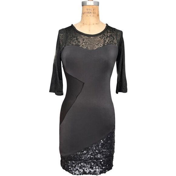 Pencey Lencerzy Black Lace & Sequin Dress Size 0 - Picture 1 of 7